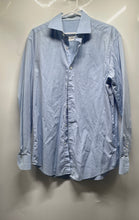 Load image into Gallery viewer, Bugatchi Mens Blue Diamond Print Cotton Long Sleeve Collared Dress Shirt Size 16
