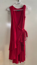 Load image into Gallery viewer, Jones New York Womens Red Sleeveless Ruffle Tie Waist Midi Wrap Dress Size 12
