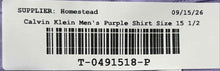 Load image into Gallery viewer, Calvin Klein Mens Purple Cotton Long Sleeve Collared Dress Shirt Size 15.5 32/33
