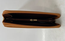 Load image into Gallery viewer, Womens Brown Leather Continental Multiple Compartments Zip-Around Wallet
