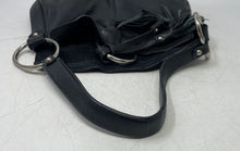 Load image into Gallery viewer, Alfani Womens Black Pebbled Leather Inner Pockets Tasseled Shoulder Handbag
