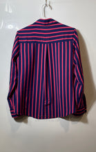 Load image into Gallery viewer, Express Womens Portofino Blue And Pink Striped Long Sleeve Button-Up Shirt Sz S
