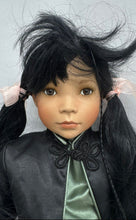 Load image into Gallery viewer, Black Hair Brown Eyes Porcelain Doll In Multicolor Removable Outfits
