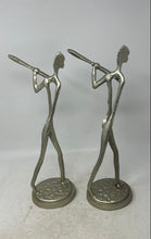 Load image into Gallery viewer, Vintage Set Of 2 Pcs Silver-Tone Engraved Brass Baseball Player Art Sculpture
