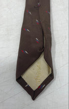 Load image into Gallery viewer, Paco Rabanne Mens Brown Printed Keeper Loop Formal Adjustable Pointed Tie

