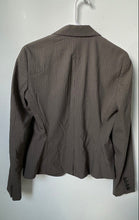 Load image into Gallery viewer, Calvin Klein Womens Brown Striped Long Sleeve Peak Lapel One-Button Blazer Sz 2
