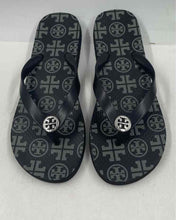 Load image into Gallery viewer, Authentic Tory Burch Womens Black Printed Slip-On Flip-Flop Sandals Size 6
