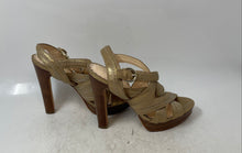Load image into Gallery viewer, Coach Womens Brynne Metallic Gold Leather High Block Platform Heels Size 7 B
