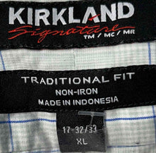 Load image into Gallery viewer, Kirkland Signature Mens White Blue Check Traditional Fit Dress Shirt Size XL
