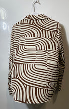 Load image into Gallery viewer, Philosophy Womens Brown White Print Long Sleeve Button Front Blouse Top M W/Tags
