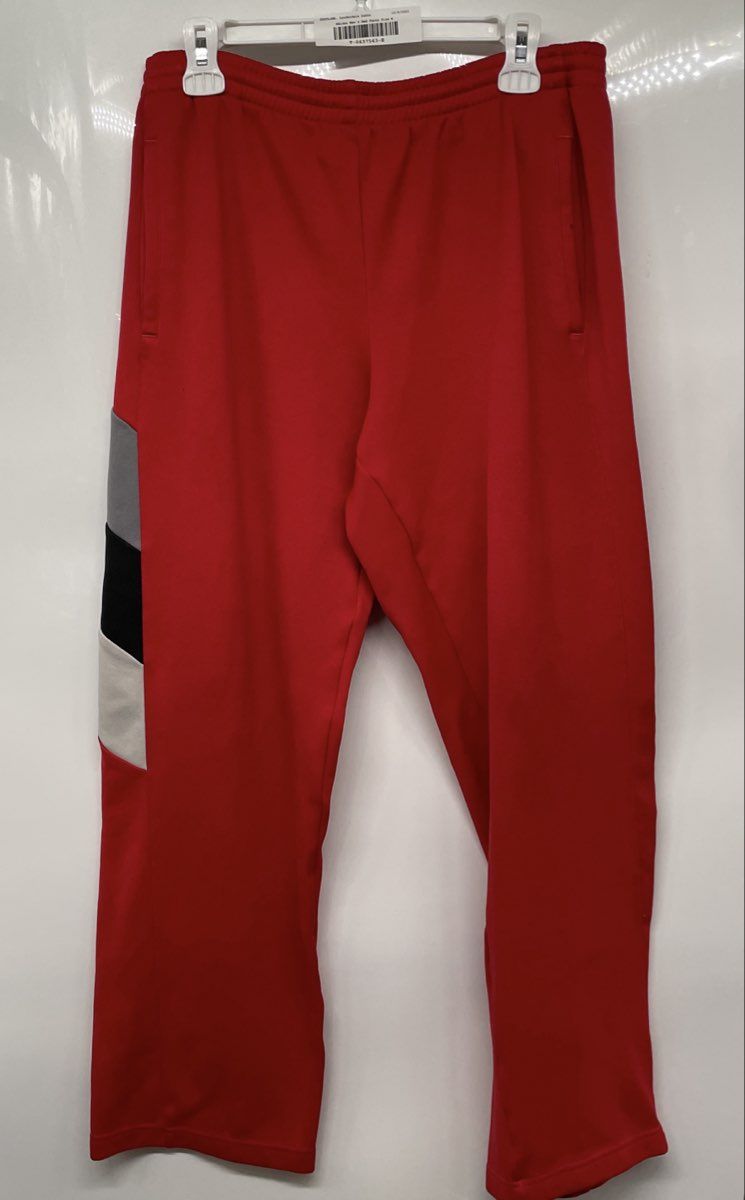 Adidas Mens Red Flat Front Elastic Waist Straight Leg Track Pants Size Medium