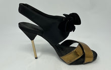 Load image into Gallery viewer, Authentic Tory Burch Womens Kyle Black Gold-Tone Strappy Heels Size 8.5M Worn
