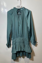 Load image into Gallery viewer, Forever 21 Womens Green Long Sleeve Split V-Neck Self-Tie Blouson Dress Size S
