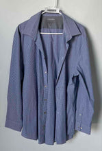 Load image into Gallery viewer, Calvin Klein Mens Blue White Collared Long Sleeve Dress Shirt Size 17.5
