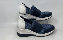 Load image into Gallery viewer, Michael Kors Womens Felix Blue White Logo Print Slip-On Sneaker Shoes Size 7.5M
