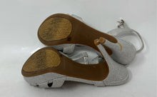 Load image into Gallery viewer, Gianni Bini Womens Silver Tone Glitter Ankle Strap Sandals Size 6M Minor Stain
