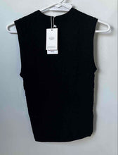 Load image into Gallery viewer, Mango Womens Black Textured Sleeveless Crew Neck Regular Fit T-Shirt Sz M w/ Tag
