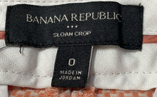 Load image into Gallery viewer, Banana Republic Womens Sloan Coral Beige Geometric Flat Front Cropped Pants Sz 0

