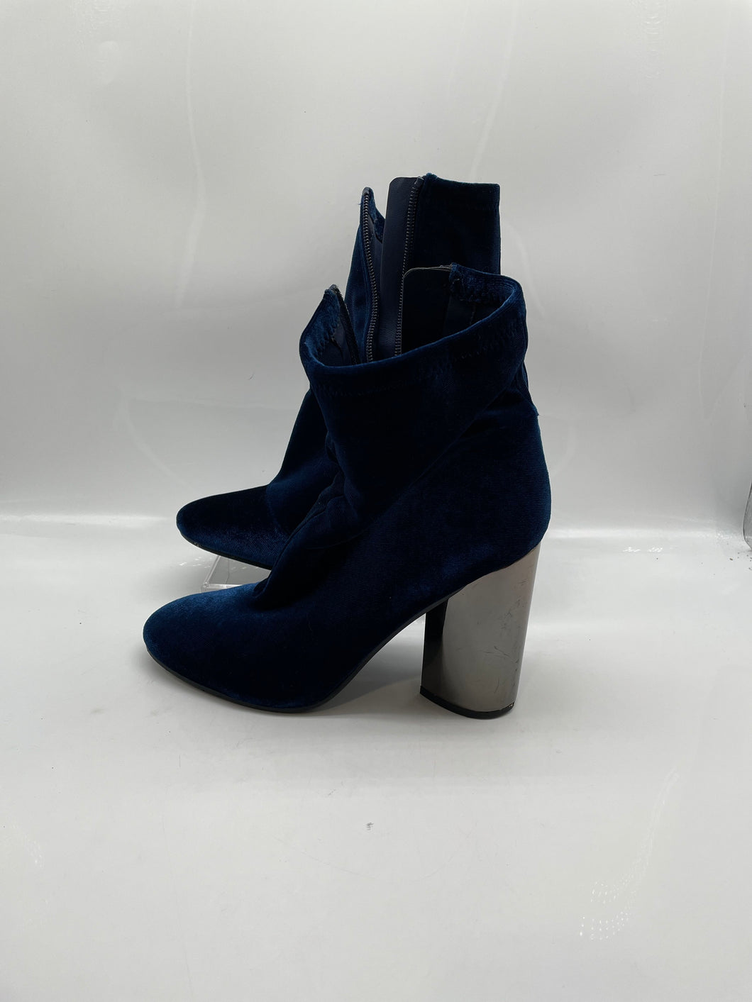 Aldo Womens Cassydie Dark Blue Side Zip Block Heel Ankle Boots No Size