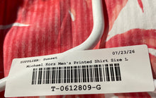 Load image into Gallery viewer, Michael Kors Mens White Red Palm Leaf Print Cotton Button-Up Shirt Size L
