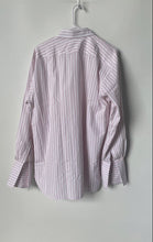 Load image into Gallery viewer, Pink Mens Multicolor Striped Print Long Sleeve Collared Dress Shirt Size 16

