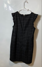 Load image into Gallery viewer, Loft Womens Windowpane Black White Flutter Sleeve V-Neck Sheath Dress Size 6
