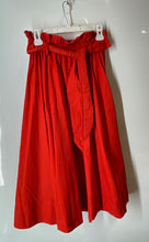 Load image into Gallery viewer, H&amp;M Womens Red Cotton Elastic Waist Belted Midi A-Line Skirt Size Small

