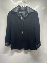 Load image into Gallery viewer, Braebrook Black Womens Faux Leather Trim Long Sleeve Full-Zip Jacket Size 6
