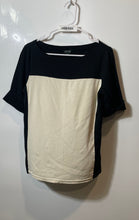 Load image into Gallery viewer, Lauren Ralph Lauren Womens Black Beige Colorblock Short Sleeve Blouse Top Size L
