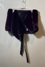 Load image into Gallery viewer, Maree Womens Purple Faux Fur Collar Lightweight Tie Front Shawl Wrap
