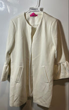 Load image into Gallery viewer, Catherine Malandrino Womens White 3/4 Sleeve Collarless Open Front Overcoat Sz 4
