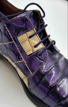Load image into Gallery viewer, Fratelli Mens Purple Leather Square Toe Lace-Up Oxford Dress Shoes Size 10
