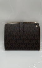 Load image into Gallery viewer, Michael Kors Womens Brown Signature Print Leather Zip-Around Tablet Cover
