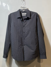 Load image into Gallery viewer, Calvin Klein Mens Black White Striped Print Slim Fit Button-Up Shirt Size L
