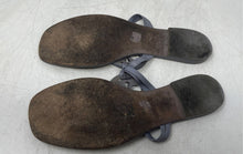 Load image into Gallery viewer, Authentic Tory Burch Womens Miller Gray Leather Thong Sandals Size 8M Damaged
