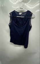 Load image into Gallery viewer, Gap Womens Blue Cotton Sleeveless Cutout Split Neck Pullover Blouse Top Size XS
