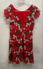 Load image into Gallery viewer, Topshop Womens Red Flower Designs Lace Short Sleeve Sheath Dress No Size

