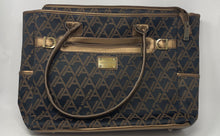 Load image into Gallery viewer, Adrienne Vittadini Womens Black Brown Signature Print Double Handle Tote Bag
