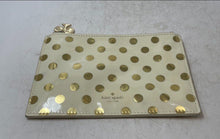 Load image into Gallery viewer, Kate Spade Womens Beige Gold Polka Dot Leather Zip Top Pencil Pouch Makeup Bag
