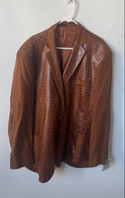 Load image into Gallery viewer, Stacy Adams Womens Brown Croc Embossed Long Sleeve Two-Button Blazer Size 3X
