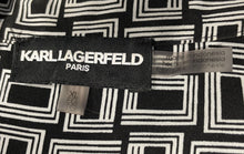 Load image into Gallery viewer, Karl Lagerfeld Womens Black White Geometric Long Sleeve Button-Up Shirt Size XL
