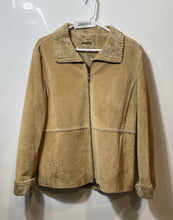Load image into Gallery viewer, Guess Womens Beige Long Sleeve Collared Fur Lined Full-Zip Leather Jacket Size L
