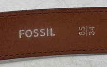 Load image into Gallery viewer, Fossil Mens Brown Leather Adjustable Rectangular Pin Buckle Dress Belt Size 34
