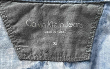 Load image into Gallery viewer, Calvin Klein Mens Blue White Printed Cotton Long Sleeve Button-Up Shirt Size XL

