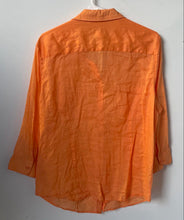 Load image into Gallery viewer, Chico's Womens Orange 3/4 Sleeve Pockets Collared Blouse Top Size 3
