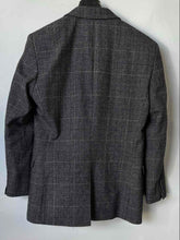 Load image into Gallery viewer, Express Mens Dark Gray Plaid Print Long Sleeve Two-Button Blazer Size 36R
