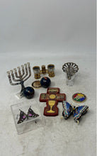Load image into Gallery viewer, Lot Of 10 Mixed Of Random Menorah Host Gold Embossed Epoxy Cross Figurines
