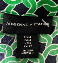 Load image into Gallery viewer, Adrienne Vittadini Womens Green Black Geometric Print Short Shift Dress Size 4
