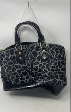 Load image into Gallery viewer, Roberta Gandolfi Womens Black Gray Animal Print Double Handle Lined Satchel Bag
