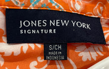 Load image into Gallery viewer, Jones New York Womens Orange White Printed Long Sleeve Button-Up Shirt Size S/CH
